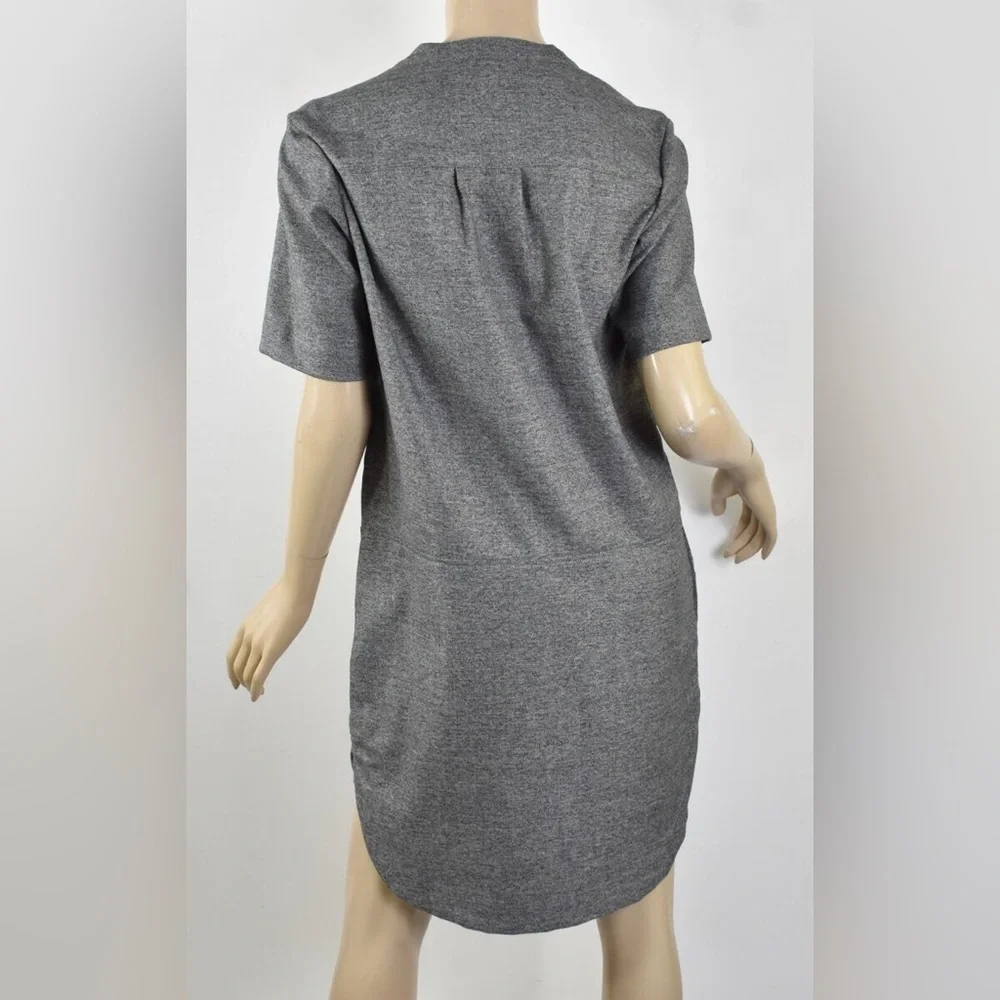 BANANA REPUBLIC Gray Marled Flannel Shirttail Hem Popover Shirtdress Size 4 - Picture 5 of 6